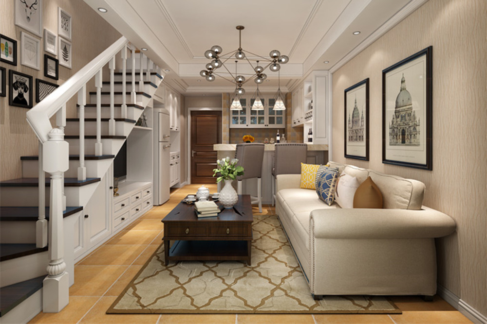 合肥市通和&middot;星辰同輝美式風(fēng)格三居室裝修案例